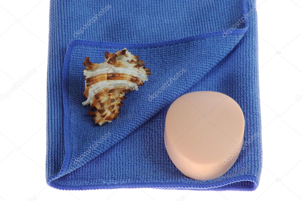Towel soap and seashell