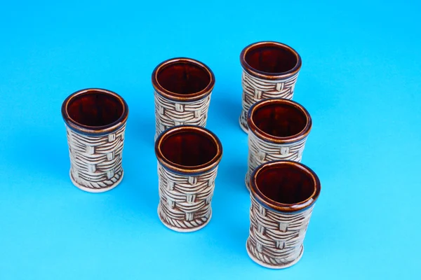 Set de copas de vino de cerámica —  Fotos de Stock
