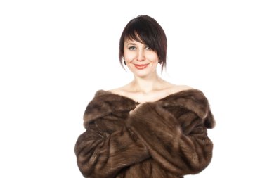 Lady in fur coat clipart
