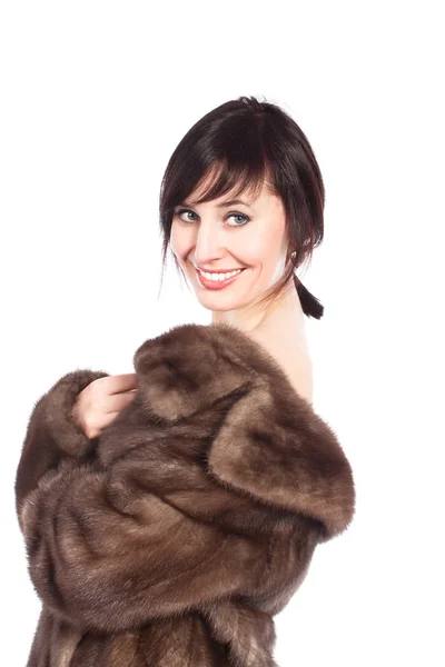 Lady in fur coat — Stock Photo, Image