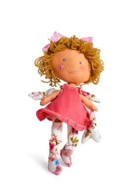 Walking doll isolated on white clipart