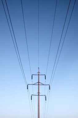 Symmetric electrical lines on mast clipart
