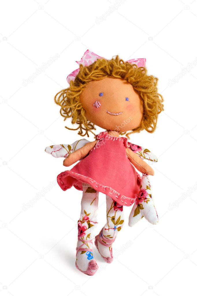 Walking doll isolated on white