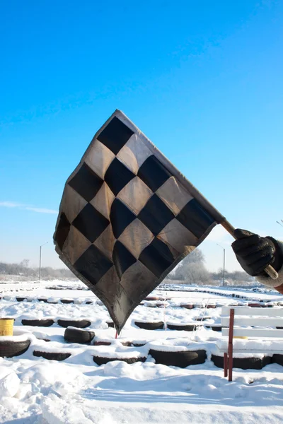 Bandeira Checkered velha — Fotografia de Stock