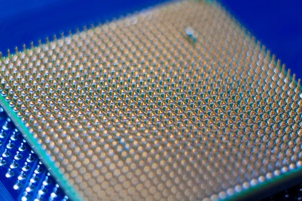 Silicone chip cpu showing mounting pins — Stock Photo, Image