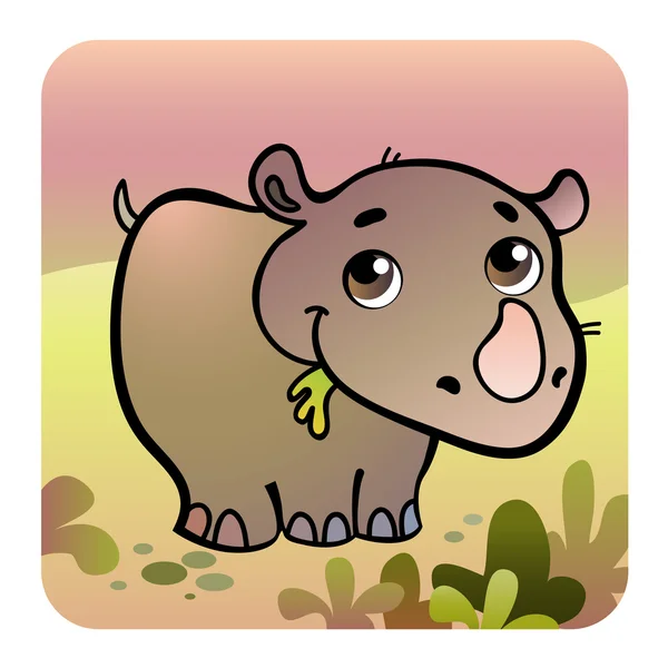 Friendly rhino in savanna — Stock Vector