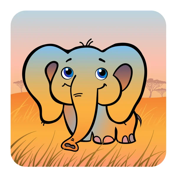 Friendly elefant in savanna — Stock Vector