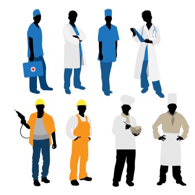 Mens professions silhouettes clipart