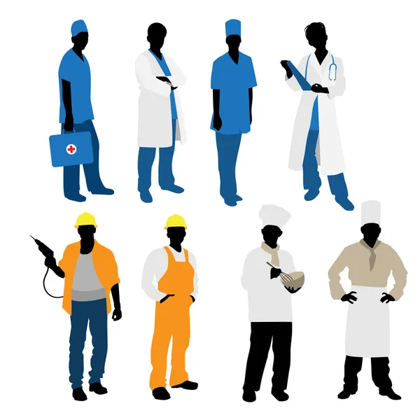 Silhouettes de professions masculines — Image vectorielle