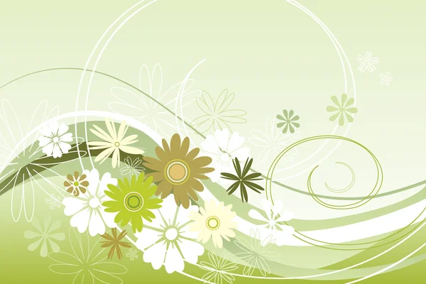 Tema floral en verde — Vector de stock