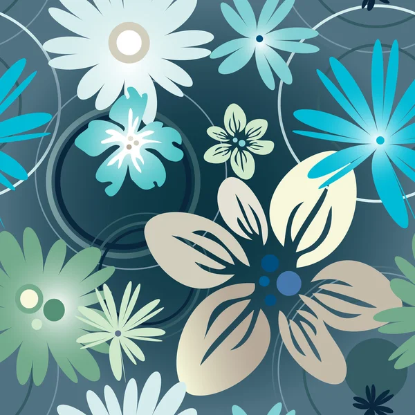 Motif floral en bleu — Image vectorielle