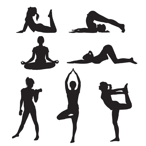 Ragazza silhouette yoga — Vettoriale Stock