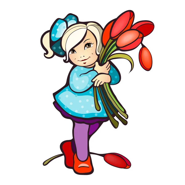 Девушка с тюльпанами — стоковый вектор