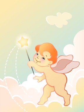 Angel baby with wand clipart