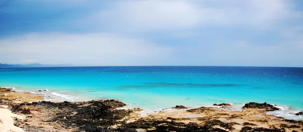 Vista panorâmica da Praia de Fuerteventura Imagens De Bancos De Imagens