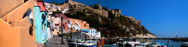 procida Island, naples'ın panoramik manzarasını