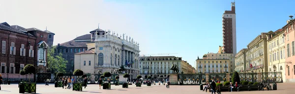 Τορίνο, piazza castello με βασιλικό παλάτι Εικόνα Αρχείου