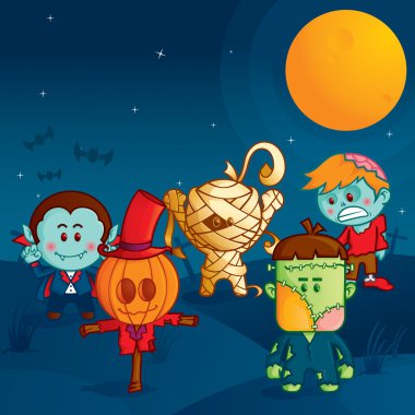 Halloween monster parade clipart