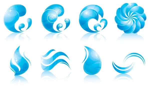 Conjunto de ícones de água e onda — Vetor de Stock