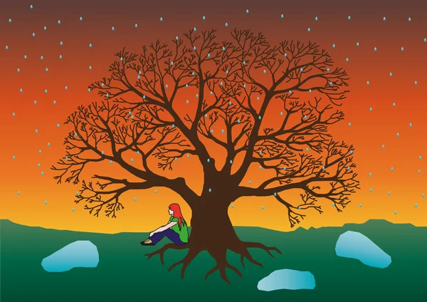 stock vector Girl in tree