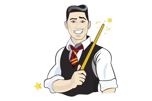 Zauberer mit Zauberstab wie Harry Potter — Stockvektor