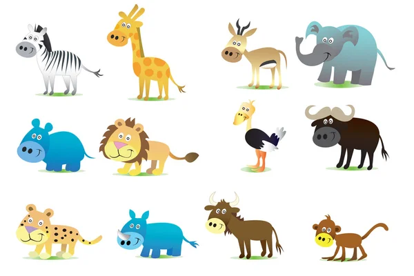 Zestaw zwierzęta Afryki ikony Grafika Wektorowa