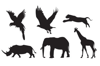 African animals silhouette clipart