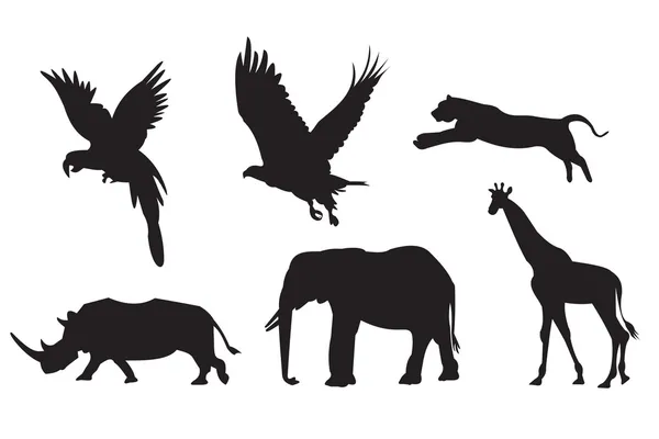 Silhouette d'animaux africains — Image vectorielle