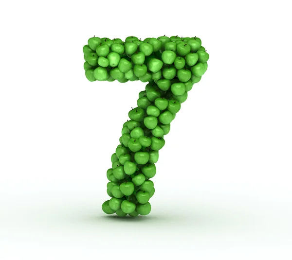 Číslo 7, abeceda zelených jablek — Stock fotografie