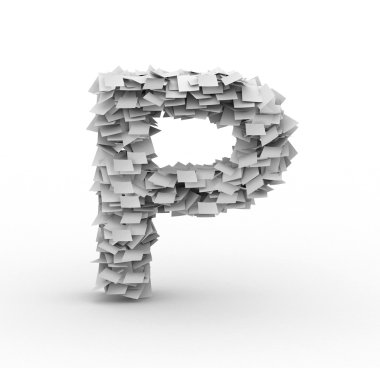 Letter P, stacked from paper sheets clipart