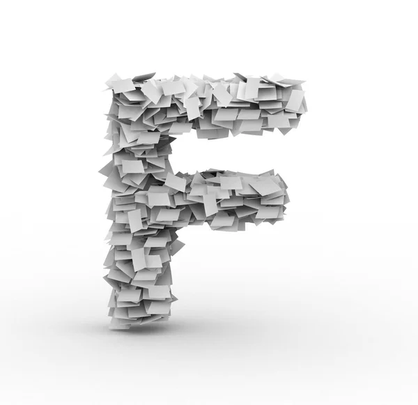 Letter F, stacked from paper sheets — Stock Photo, Image