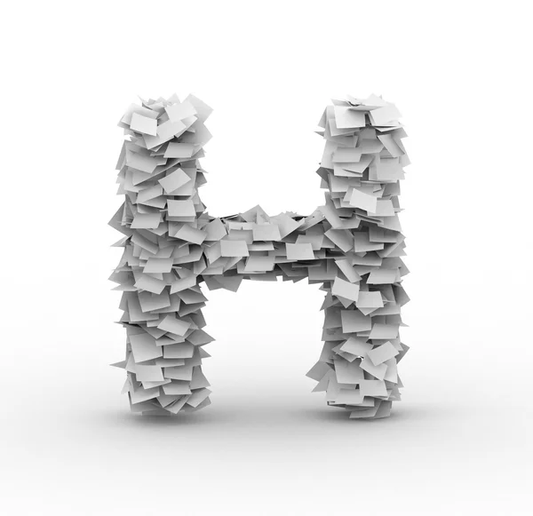 Letter H, stacked from paper sheets — Stock Photo, Image