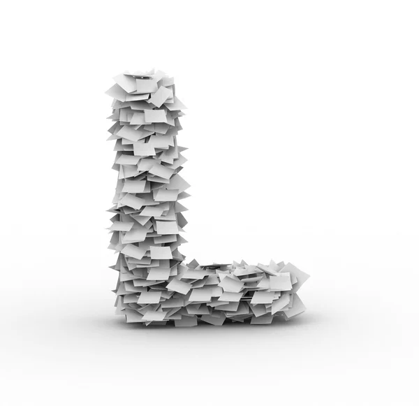 stock image Letter L, stacked from paper sheets