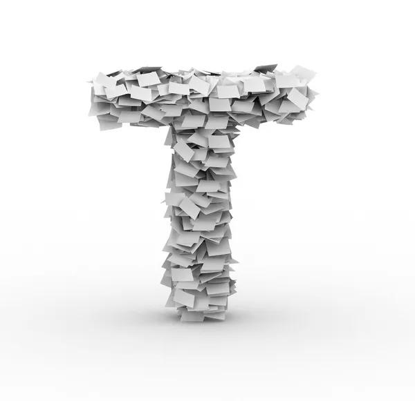 Letter T, stacked from paper sheets — Stock Photo, Image