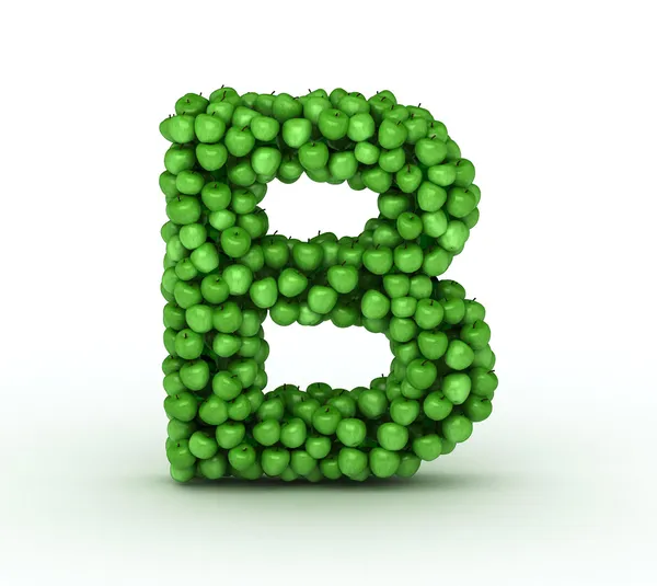 Letra B, alfabeto de manzanas verdes — Foto de Stock