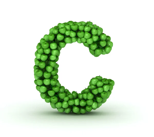 Letra C, alfabeto de manzanas verdes — Foto de Stock
