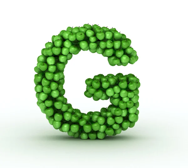 Mektup g, yeşil elma alfabesi — Stok fotoğraf