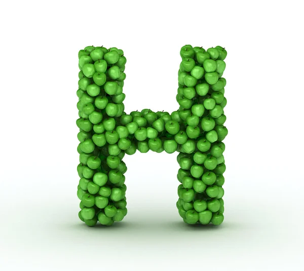 Buchstabe h, Alphabet der grünen Äpfel — Stockfoto