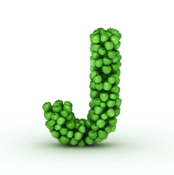 Буква J, алфавит зеленых яблок — стоковое фото