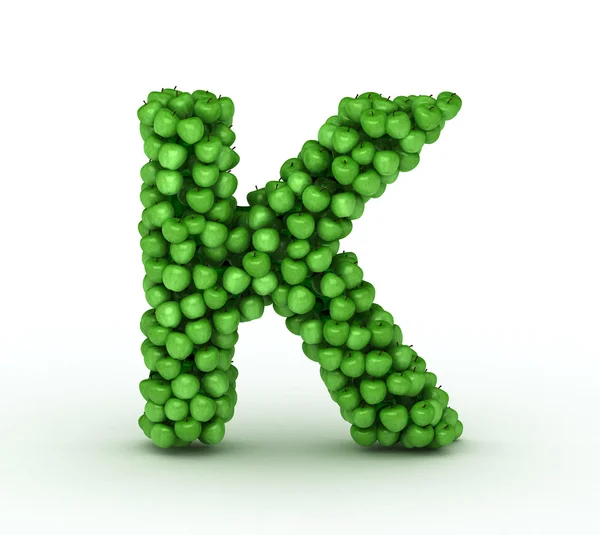 手紙 k、緑のリンゴのアルファベット — ストック写真