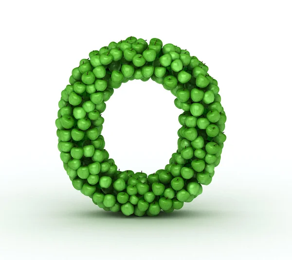 Bokstaven o, alfabet av gröna äpplen — Stockfoto