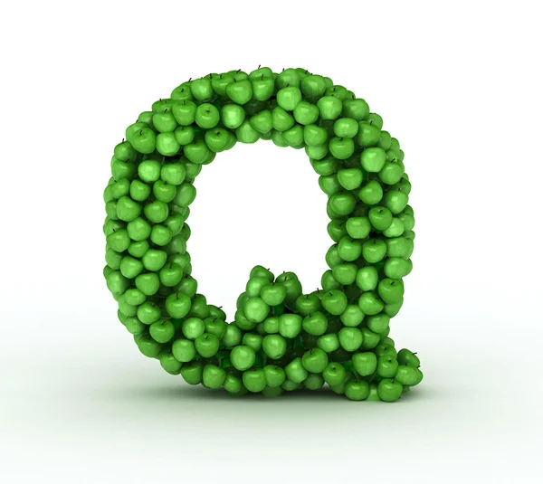 Harf q, yeşil elma alfabesi — Stok fotoğraf
