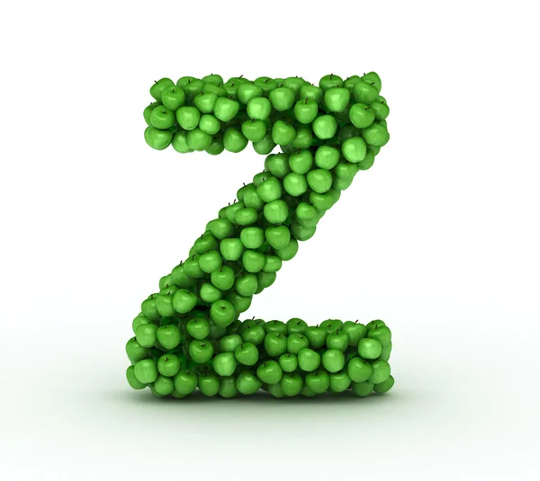 Bokstav z, alfabet av gröna äpplen — Stockfoto