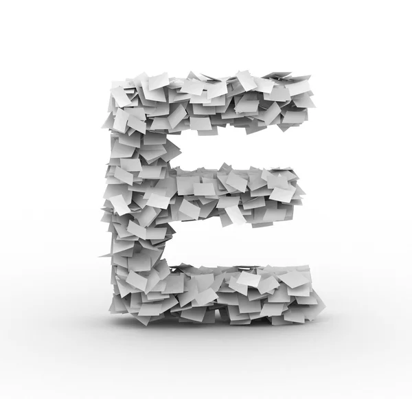 Letter E, stacked from paper sheets — Stock Photo, Image