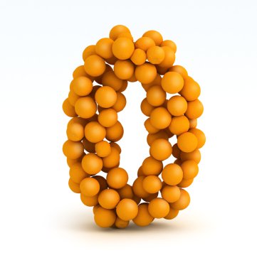 Number 0, font of orange citrus, white background clipart