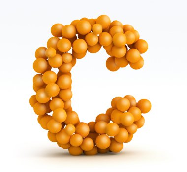 Letter C, font of orange citrus, white background clipart