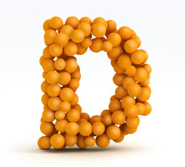 Letter D, font of orange citrus, white background clipart