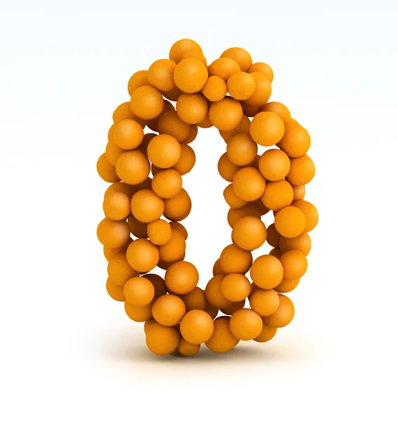 stock image Number 0, font of orange citrus, white background