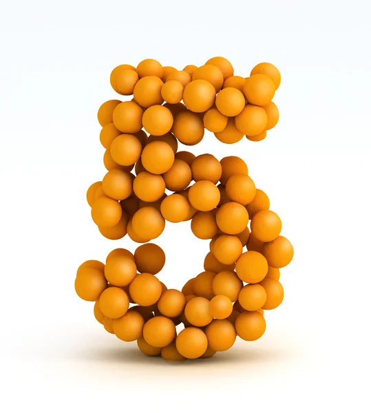 stock image Number 5, font of orange citrus, white background