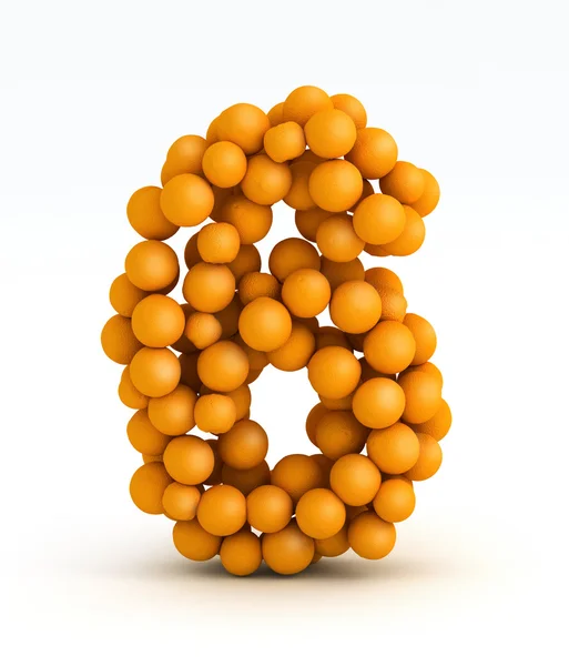 stock image Number 6, font of orange citrus, white background